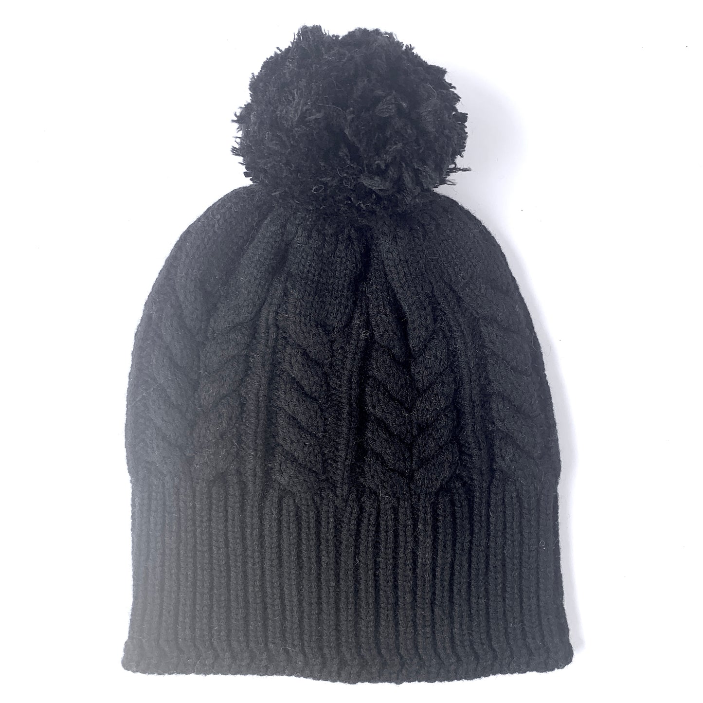 Absolutely, I'M in!  100% Pure Merino Wool Jumbo Cable Beanie with detachable Merino Wool Pom Pom, Jett Black