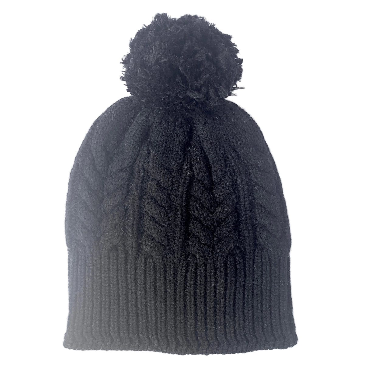 Absolutely I'm In Jett Black 100% pure Merino wool jumbo cable beanie with detachable Merino pom pom