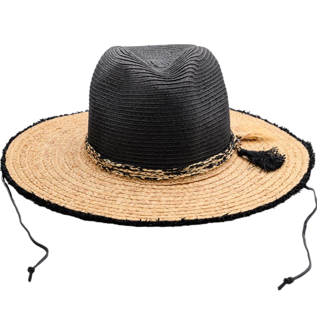 ENTWINE cloud nine, Raffia Fibre and Paper Ribbon Hat with genuine leather chinstraps - UPF 50+