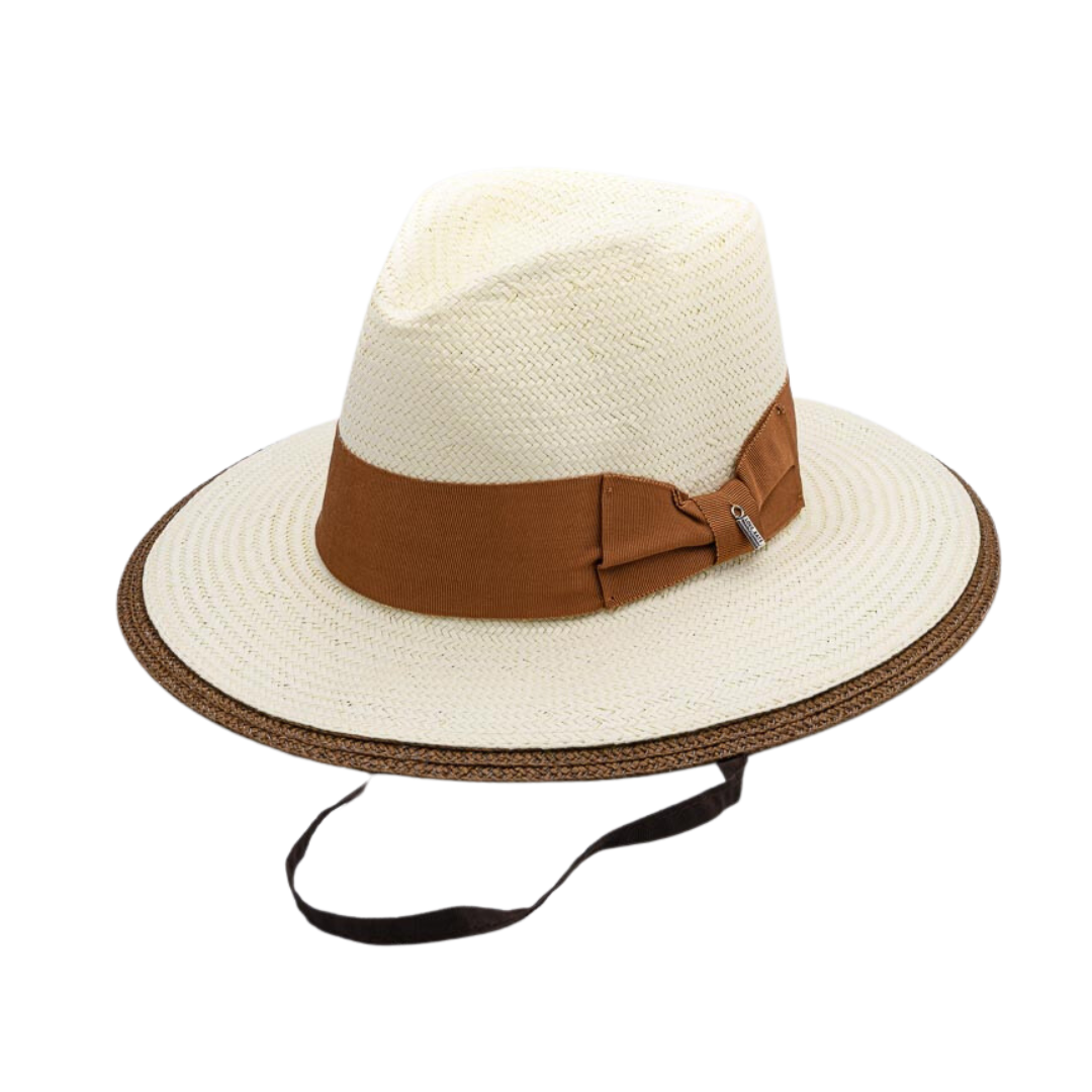 FOLLOW MY LEAD, Handwoven Fine Paper Ribbon Hat - UPF 50+, BROWN