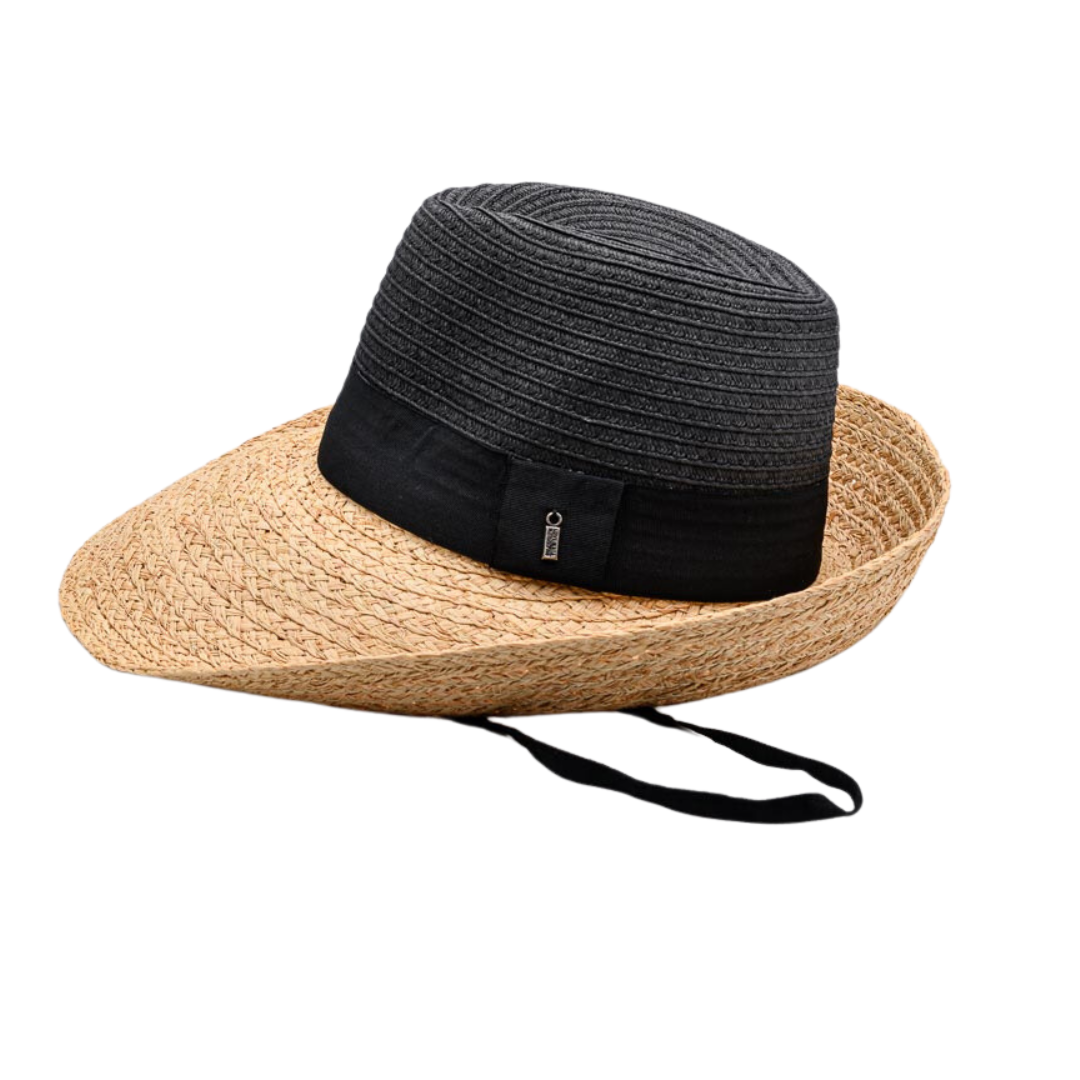 FRIENDS, watch MY back, Raffia Fibre and Paper Ribbon Hat - UPF 50+