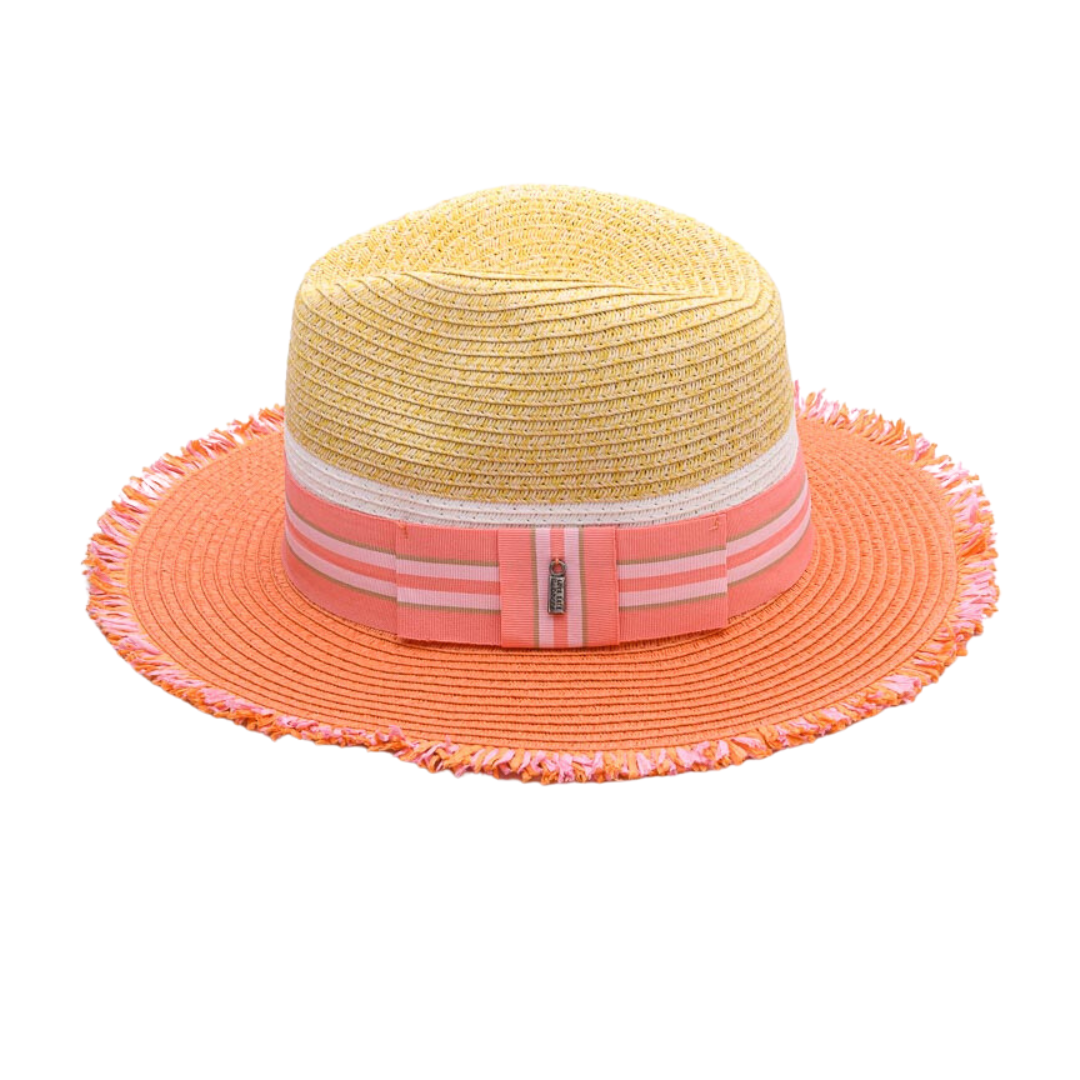 Miami PEACH with BANGS, Trio Coloured Paper Hat - UPF 50+