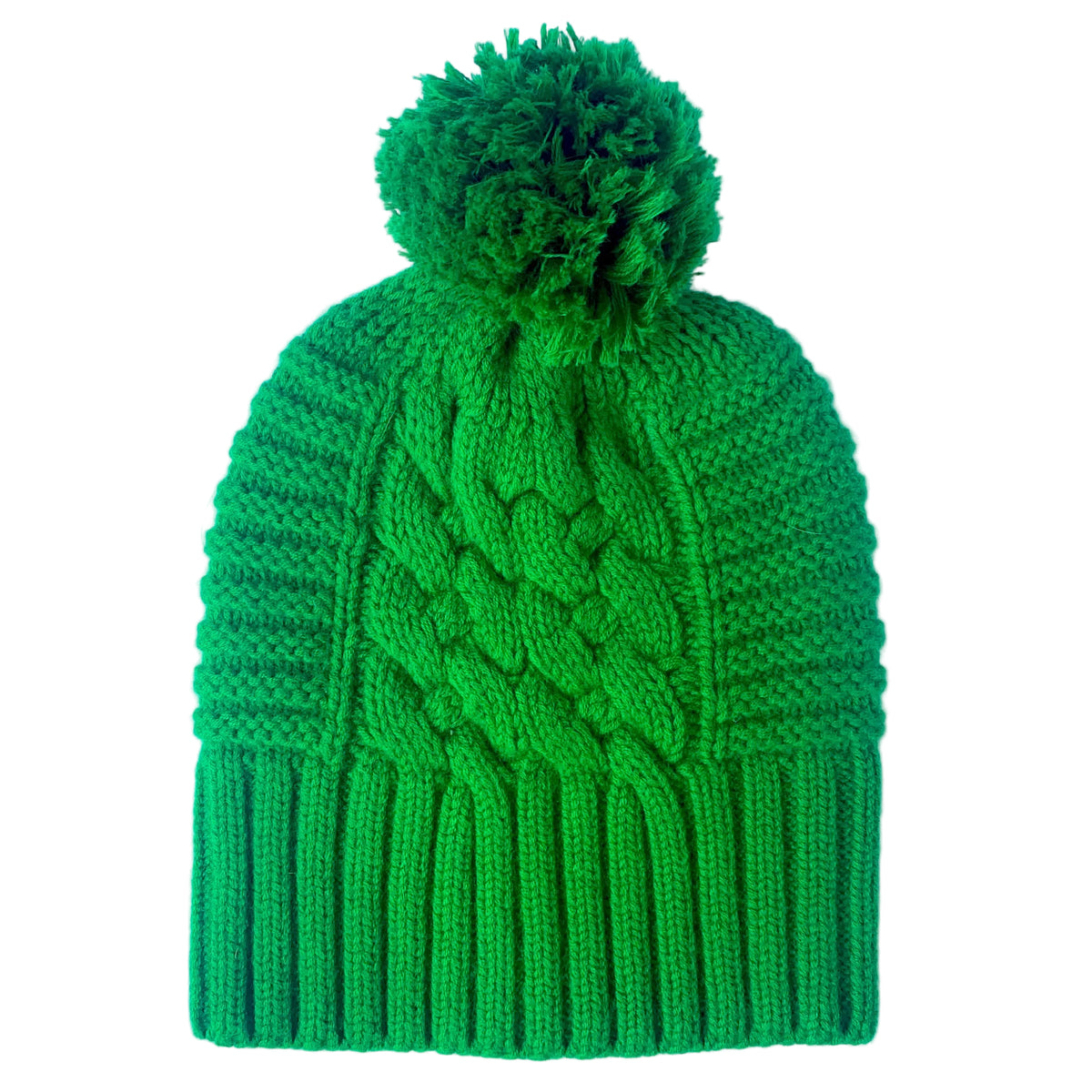 Up For Anything Big Apple 100% pure Merino wool jumbo cable and rib beanie with detachable Merino pom pom