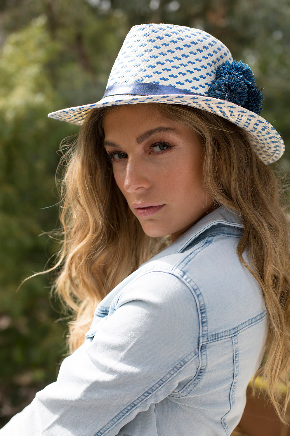 OUT of the BLUE, Handwoven Paper Ribbon Hat - UPF 50+