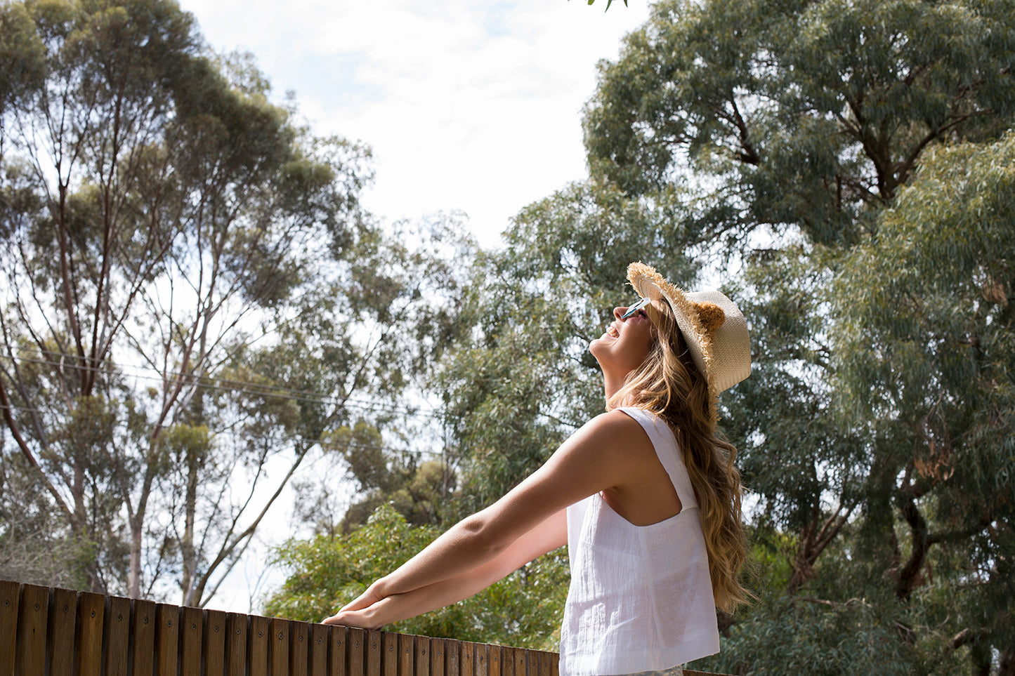 HAPPY on the Fringe, Handwoven Paper Hat - Natural/ Gold UPF 50+