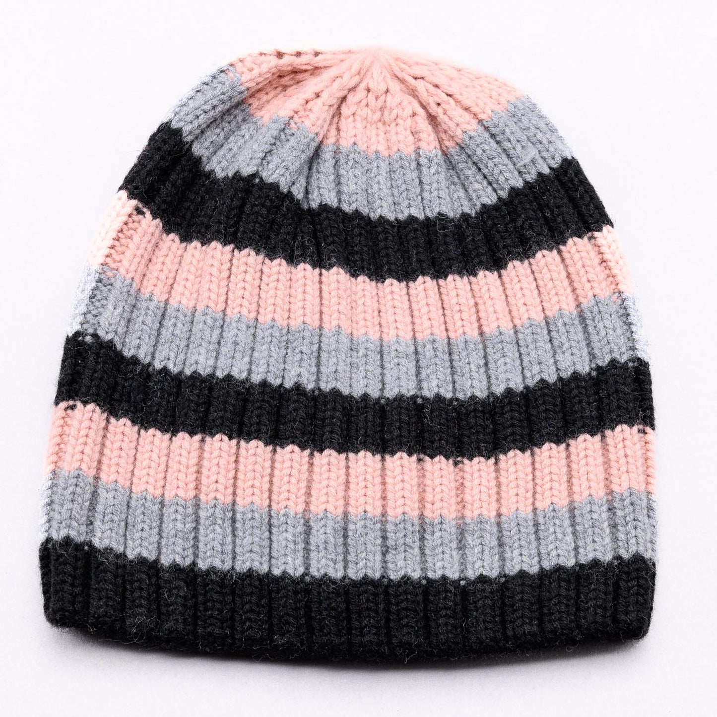 1, 2, 3. GO! Jumbo Rib Trio Stripe Pure Merino Wool Beanie - Crumble