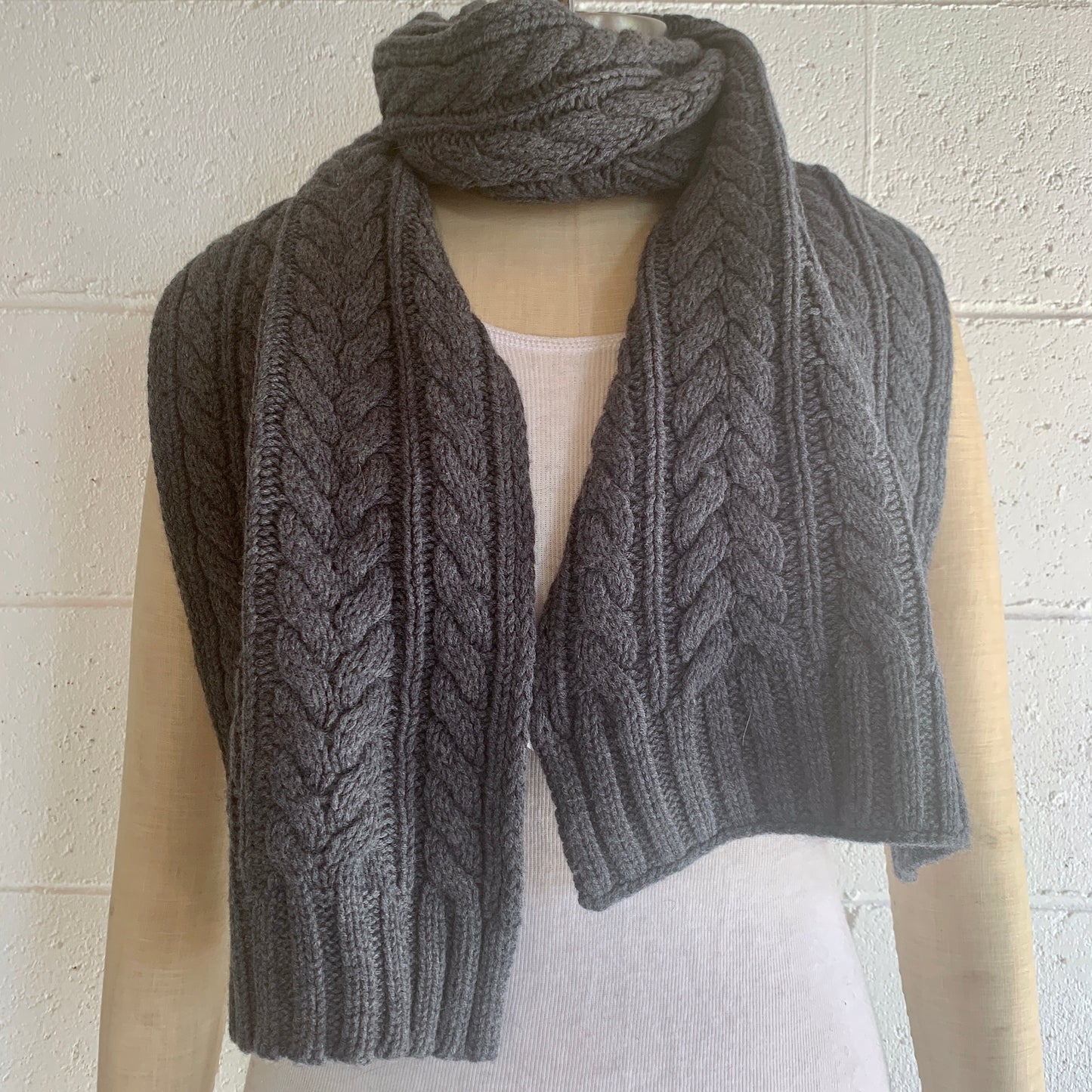 Absolutely. I'M in! 100% Pure Merino Wool Jumbo Cable Knit Scarf, Pressed Metal Grey