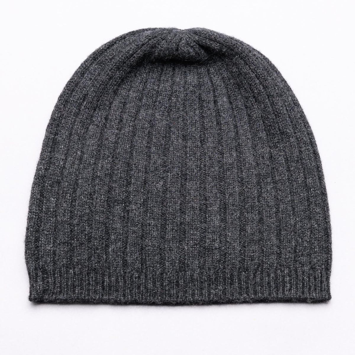 BROOME Pressed Metal Grey 100% pure cashmere baby rib beanie
