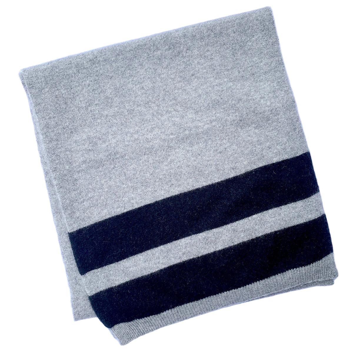CROSS the line Marle Grey and Jett Black 100% Pure Cashmere double stripe scarf