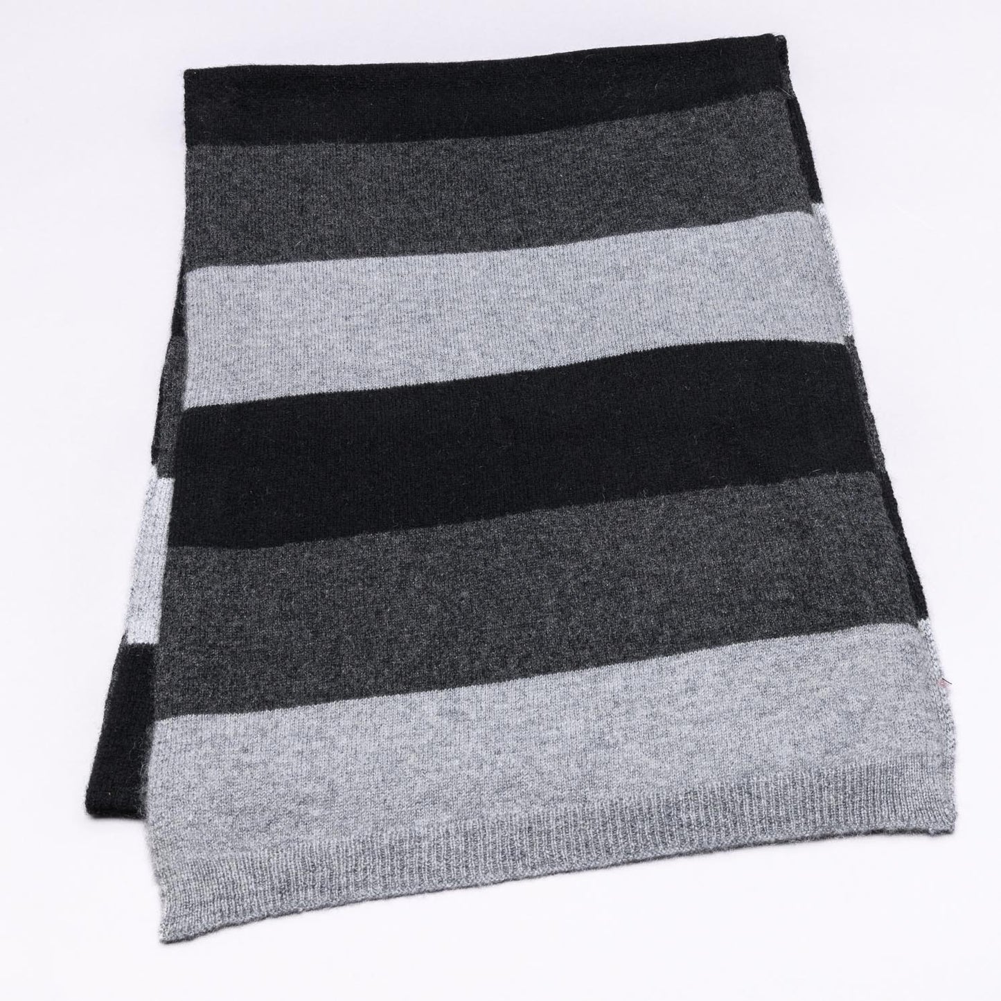 EARNT YOUR Stripes 100% Pure Cashmere Tonal Trio Stripe Scarf, Pressed Metal Grey