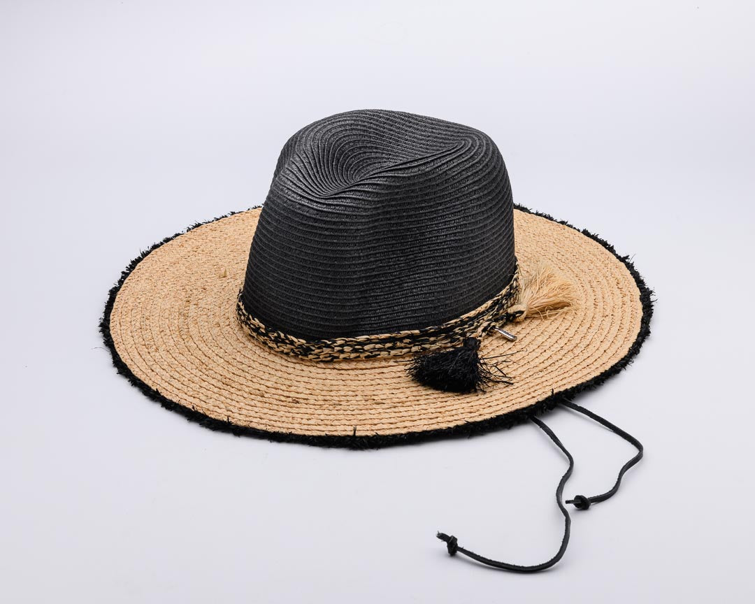 ENTWINE cloud nine, Raffia Fibre and Paper Ribbon Hat with genuine leather chinstraps - UPF 50+