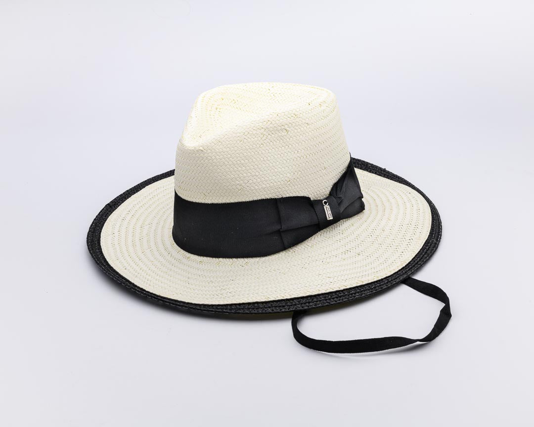 FOLLOW MY LEAD, Handwoven Fine Paper Ribbon Hat  - UPF 50+, BLACK