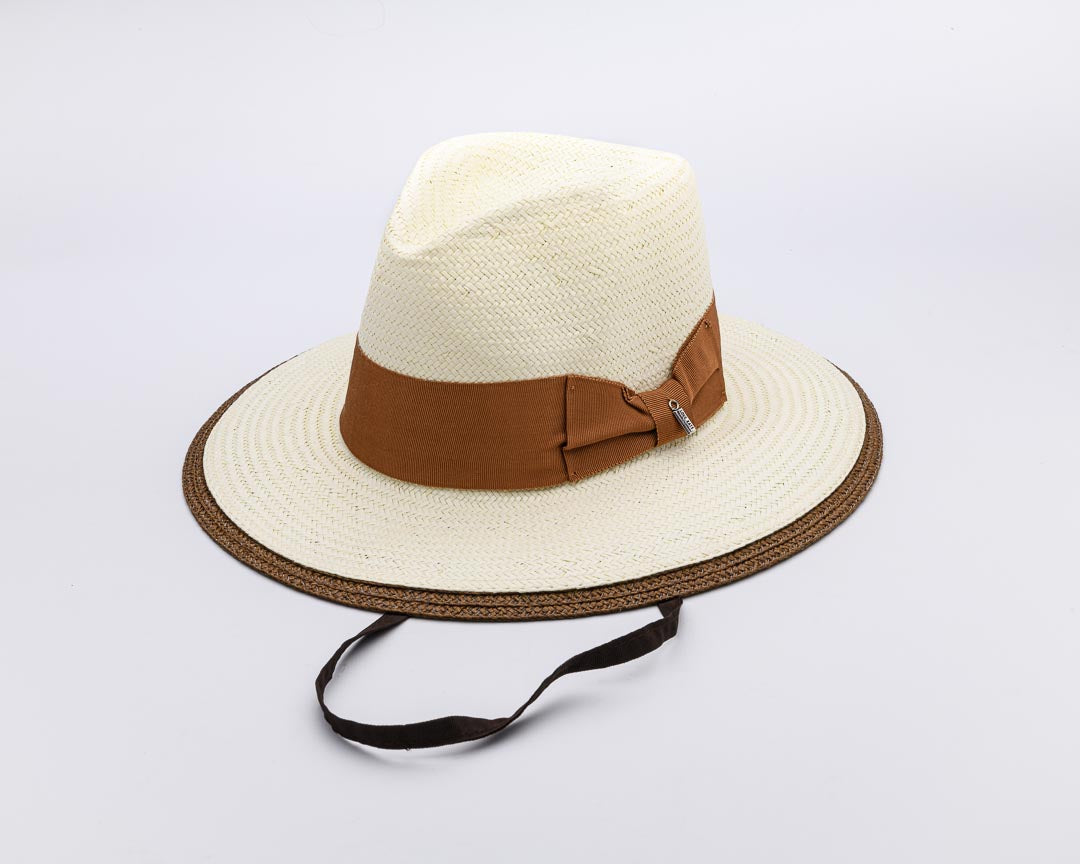 FOLLOW MY LEAD, Handwoven Fine Paper Ribbon Hat - UPF 50+, BROWN