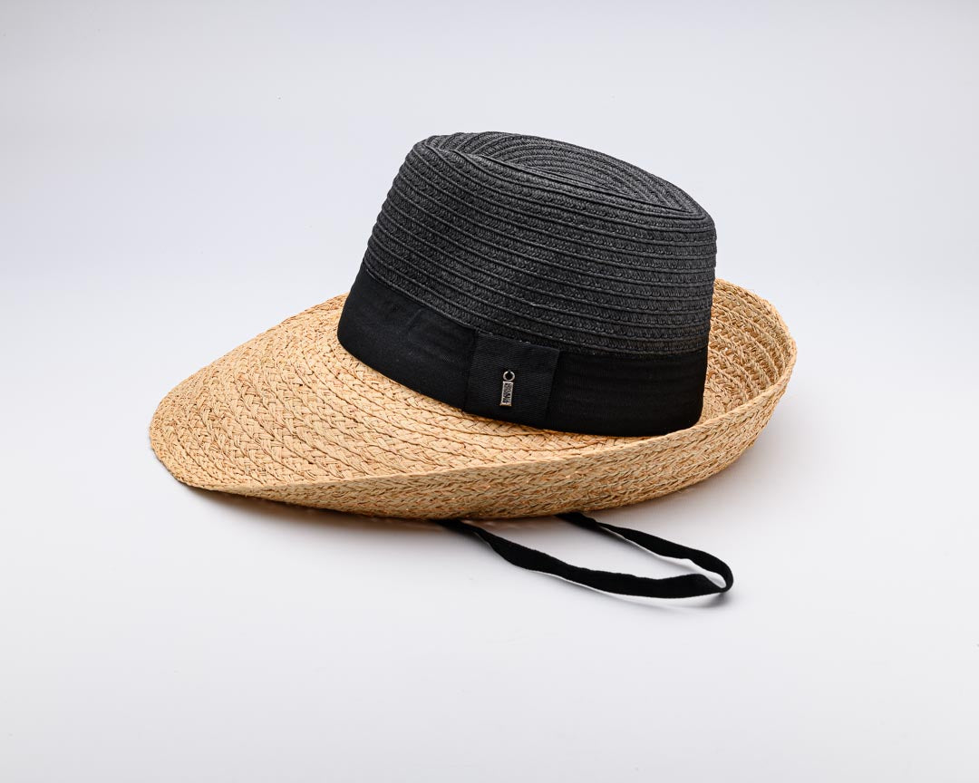 FRIENDS, watch MY back, Raffia Fibre and Paper Ribbon Hat - UPF 50+