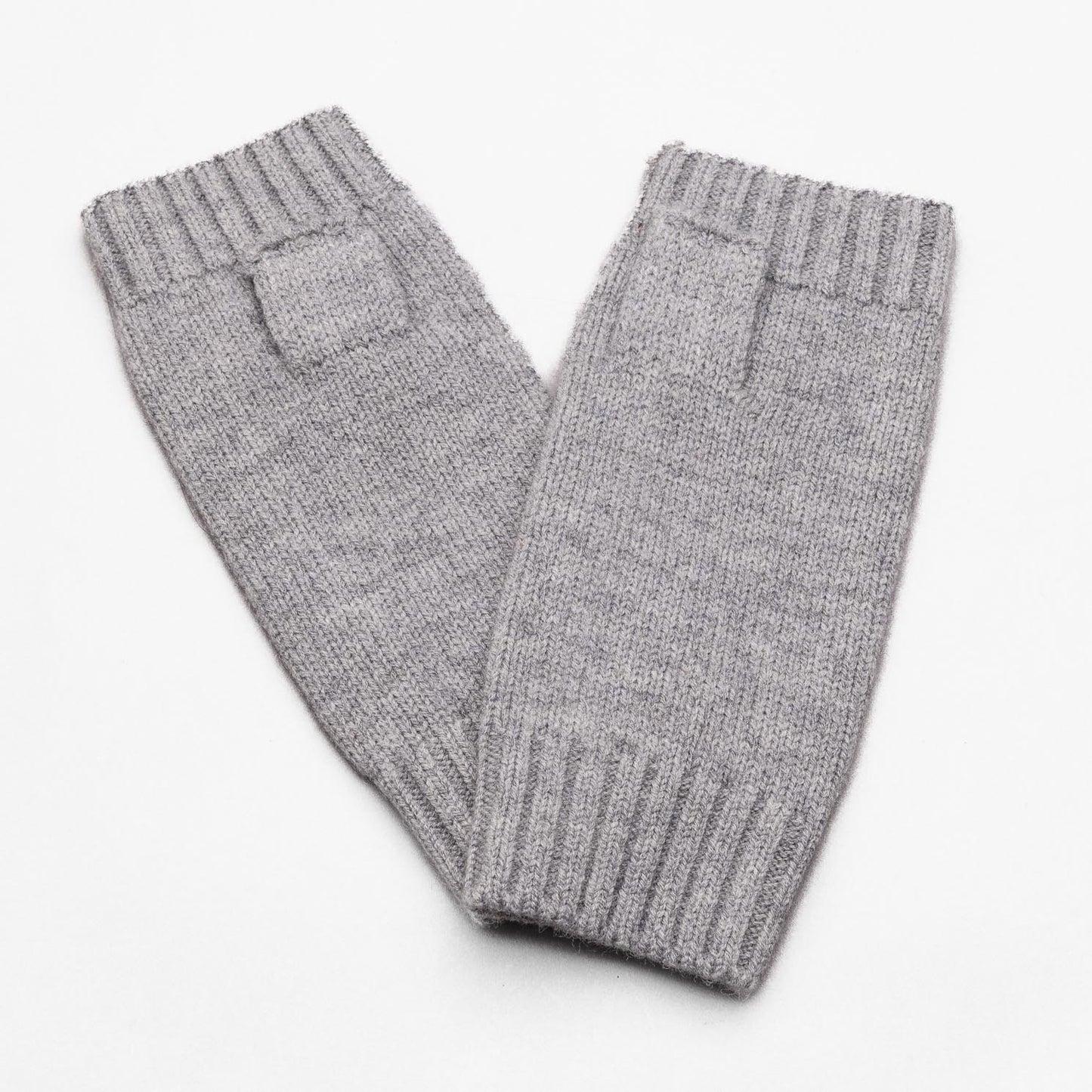 Hands UP! Rib and Jersey Sustainable Pure Merino Wool Fingerless Glove, Dove Grey