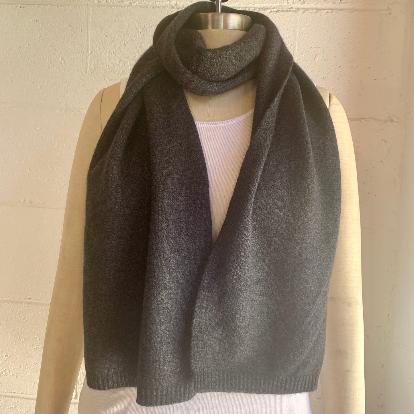 I'm WRAPPED 100% Pure Cashmere Twisted Melange Scarf, Pressed Metal Grey