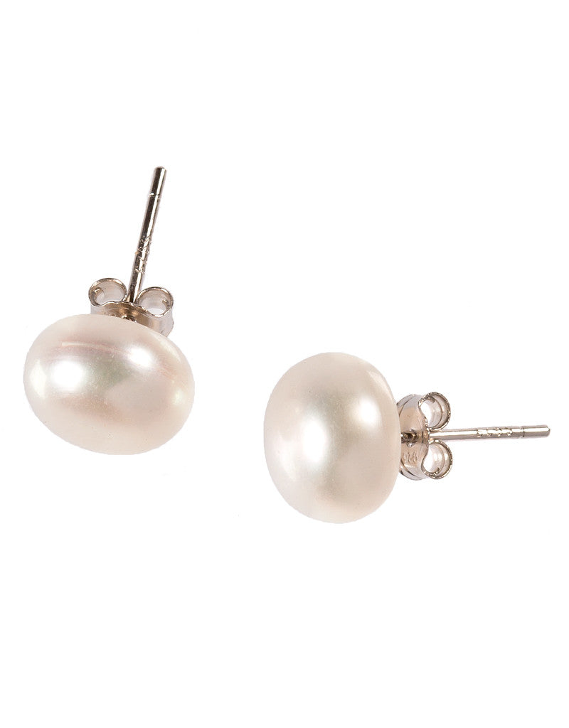 MAYFAIR/ MADISON, 10mm White Fresh Water Pearl and 925 Sterling Silver Post Stud Earrings