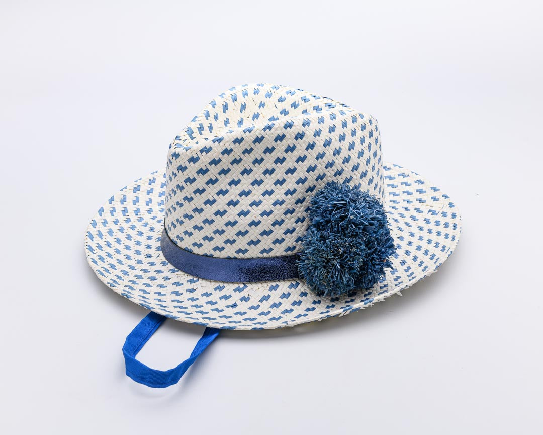 OUT of the BLUE, Handwoven Paper Ribbon Hat - UPF 50+