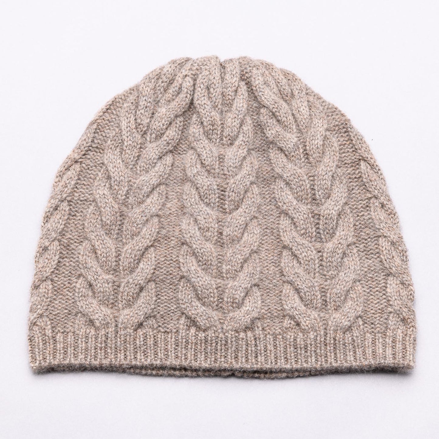 PERCY 100% Pure Cashmere Classic Cable Beanie, Donkey Brown