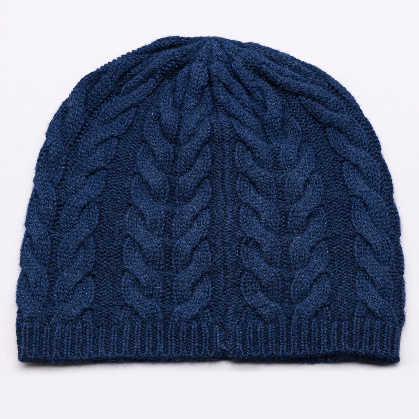 PERCY 100% Pure Cashmere Classic Cable Beanie, French Navy