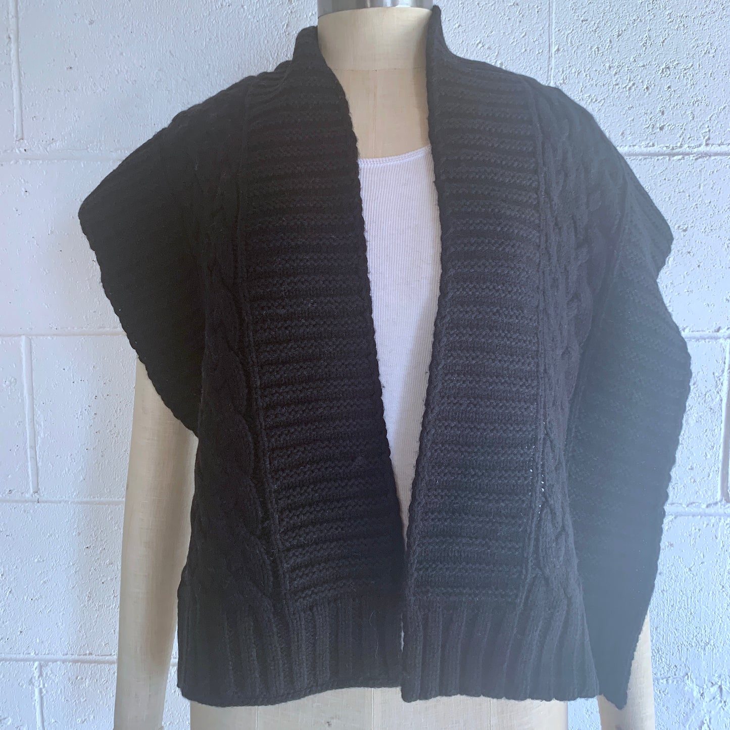 UP for ANYTHING!  100% Pure Merino Wool Jumbo Cable & Fancy Rib Knit Scarf, Jett Black