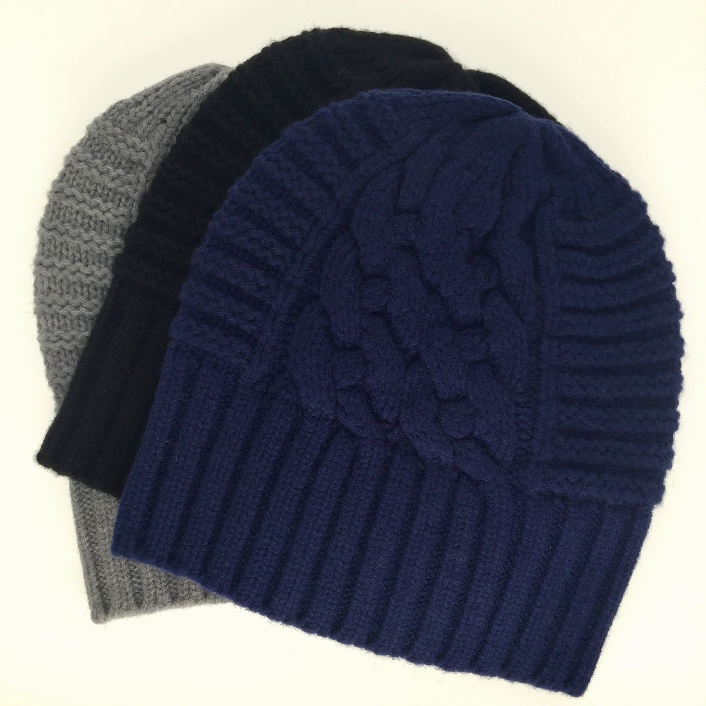 UP for ANYTHING! 100% Pure Merino Wool Jumbo Cable & Fancy Rib Beanie (no pom pom), Jett Black