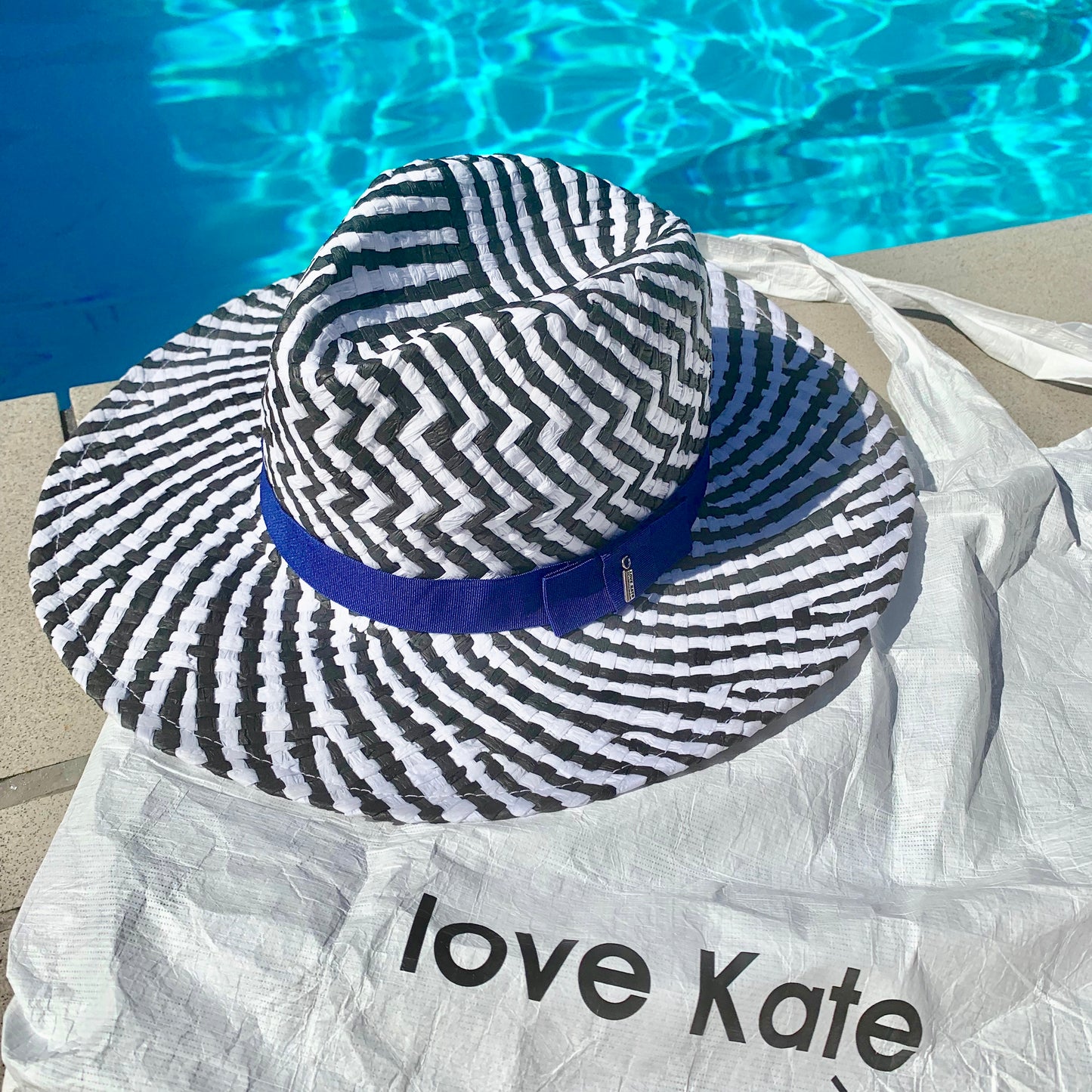 I'M Feeling FINE, Handwoven Paper Ribbon Hat - UPF 50+ Black