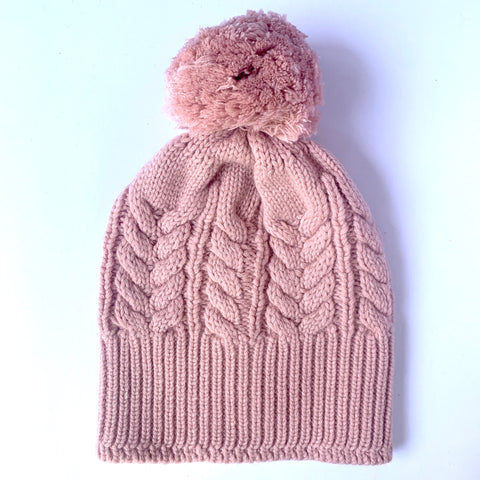 Absolutely, I'M in!  100% Pure Merino Wool Jumbo Cable Beanie with detachable Merino Wool Pom Pom, Crumble