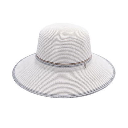 Find YOUR Silver lining, Paper Ribbon with Metallic Thread Hat - UPF 50+ White