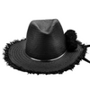 HAPPY on the Fringe, Handwoven Paper Hat - Black/ Silver UPF 50+