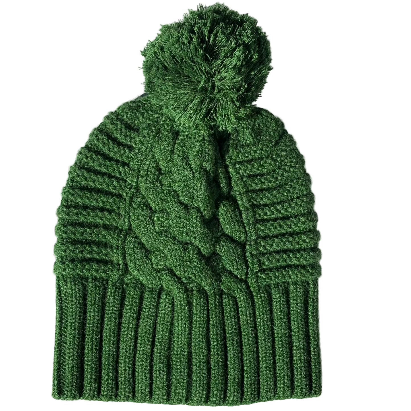 UP for ANYTHING 100% Pure Merino Wool Jumbo Cable & Fancy Rib Beanie with detachable Merino Wool Pom Pom, Rover