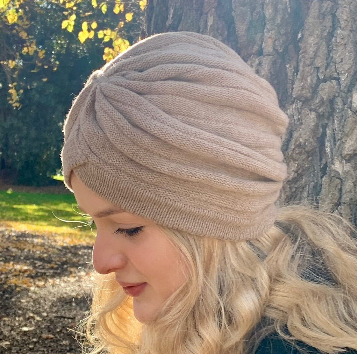 T'urban OUTFITTER Jumbo Rib Pure Merino Wool Turban, Biscuit