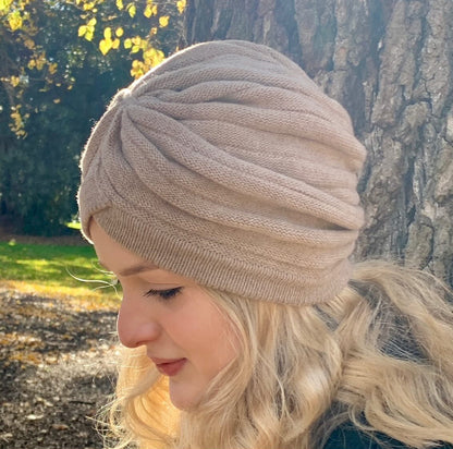 T'urban OUTFITTER Jumbo Rib Pure Merino Wool Turban, Biscuit