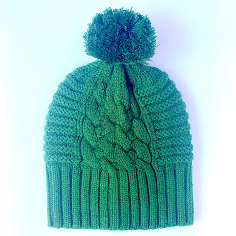 UP for ANYTHING 100% Pure Merino Wool Jumbo Cable & Fancy Rib Beanie with detachable Merino Wool Pom Pom, Rover