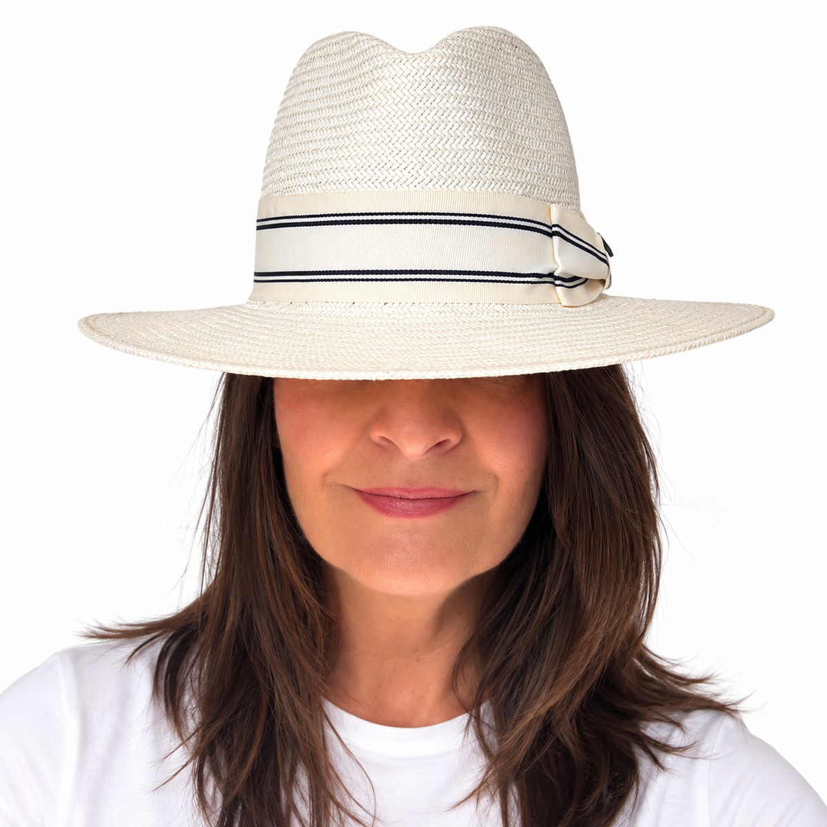 island luxe dandy handwoven waxed paper ribbon hat with bespoke striped grosgrain ribbon