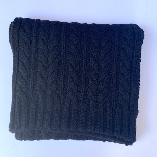ABSOLUTELY.  I'M IN!  100% Pure Merino Wool Jumbo Cable Knit Scarf, Jett Black