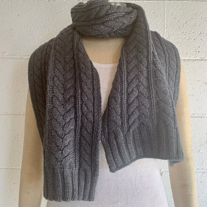 ABSOLUTELY.  I'M IN!  100% Pure Merino Wool Jumbo Cable Knit Scarf, Pressed Metal Grey