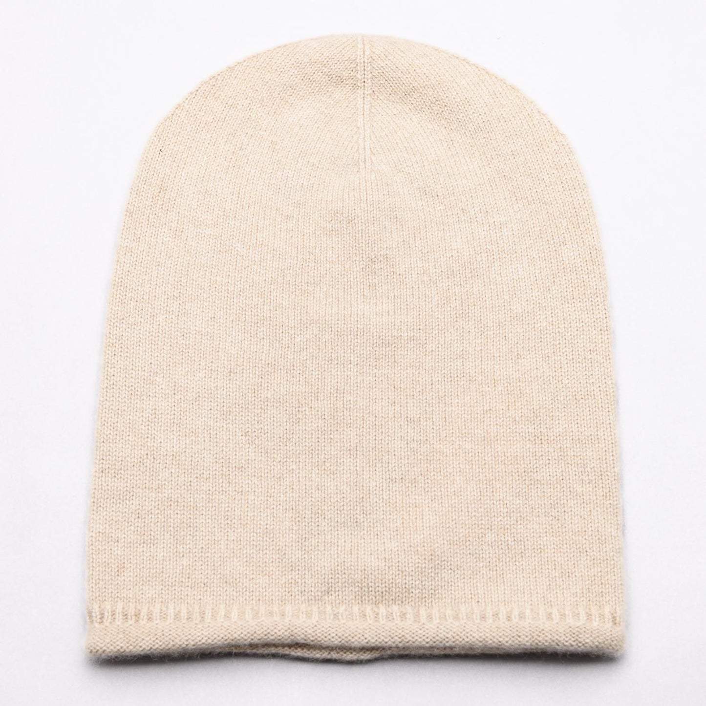 BROOKLYN 100% Pure Cashmere Baby Roll Hem Beanie, Biscuit