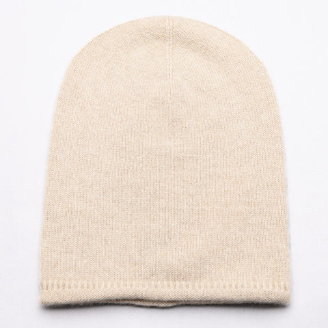 BROOKLYN 100% Pure Cashmere Baby Roll Hem Beanie, Biscuit