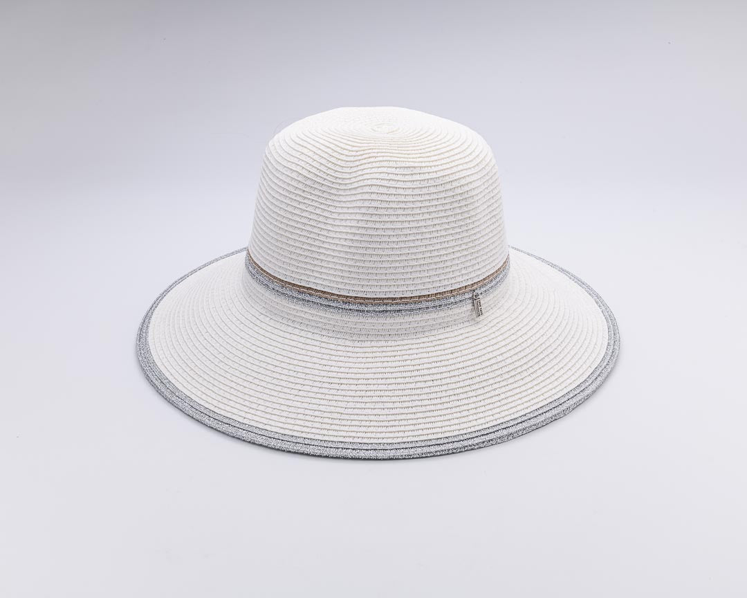 Find YOUR Silver lining, Paper Ribbon with Metallic Thread Hat - UPF 50+ White
