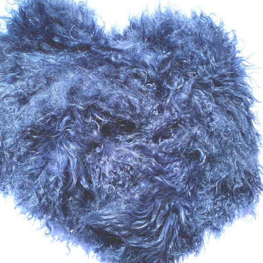 Follow MY Lead, Double Sided Pure Mongolian Wool Knit Scarf, French Navy