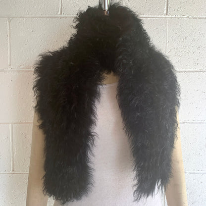 Follow MY Lead, Pure Mongolian Wool Knit Scarf, Jett Black