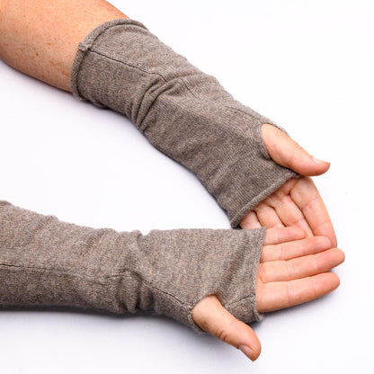 Hand on HEART 100% Pure Cashmere Fingerless Glove, Donkey Brown