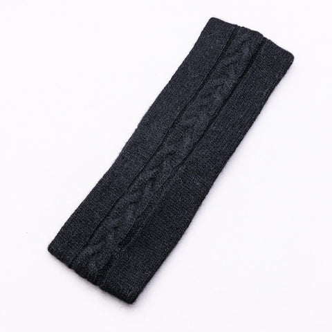 Happy to face ANYTHING Pure Cashmere Cable Headband, Jett Black
