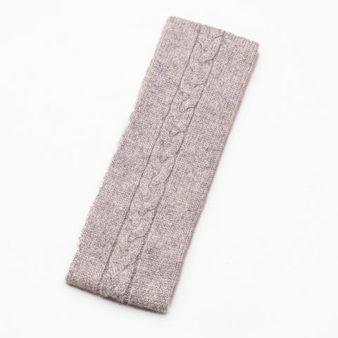 Happy to face ANYTHING Pure Cashmere Cable Headband, Marle Grey Mid