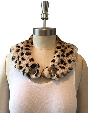 Softly, softly Animal Print Rabbit Fur Collar with Silk Lining - Easy Tiger