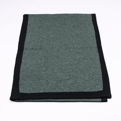 I'm WRAPPED 100% Pure Cashmere Border Scarf, Pine Green