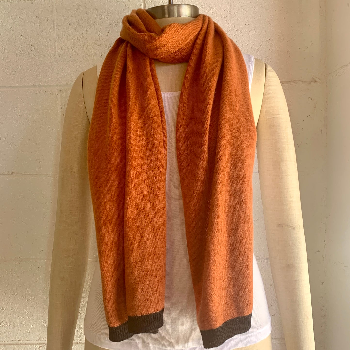 I'm WRAPPED 100% Pure Cashmere Border Scarf, Treacle