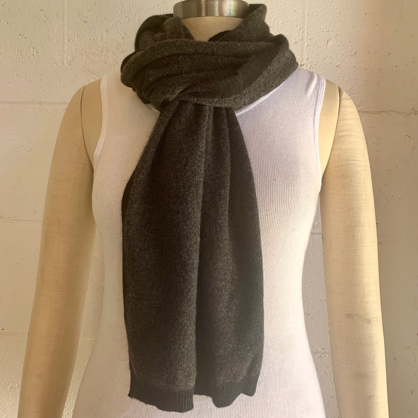 I'm WRAPPED 100% Pure Cashmere Border Scarf, Pressed Metal Grey