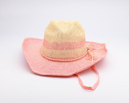 Let's GO, Handwoven Two Tone Natural and Blush Paper Hat - UPF 30, BLUSH